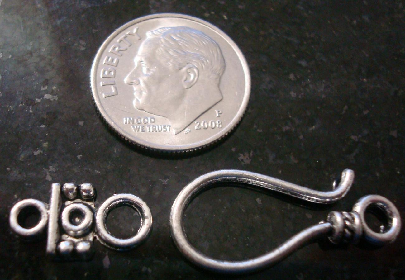3 Large hook & eye clasps silver plated zinc necklace bracelet clasp 6pcs fpc199