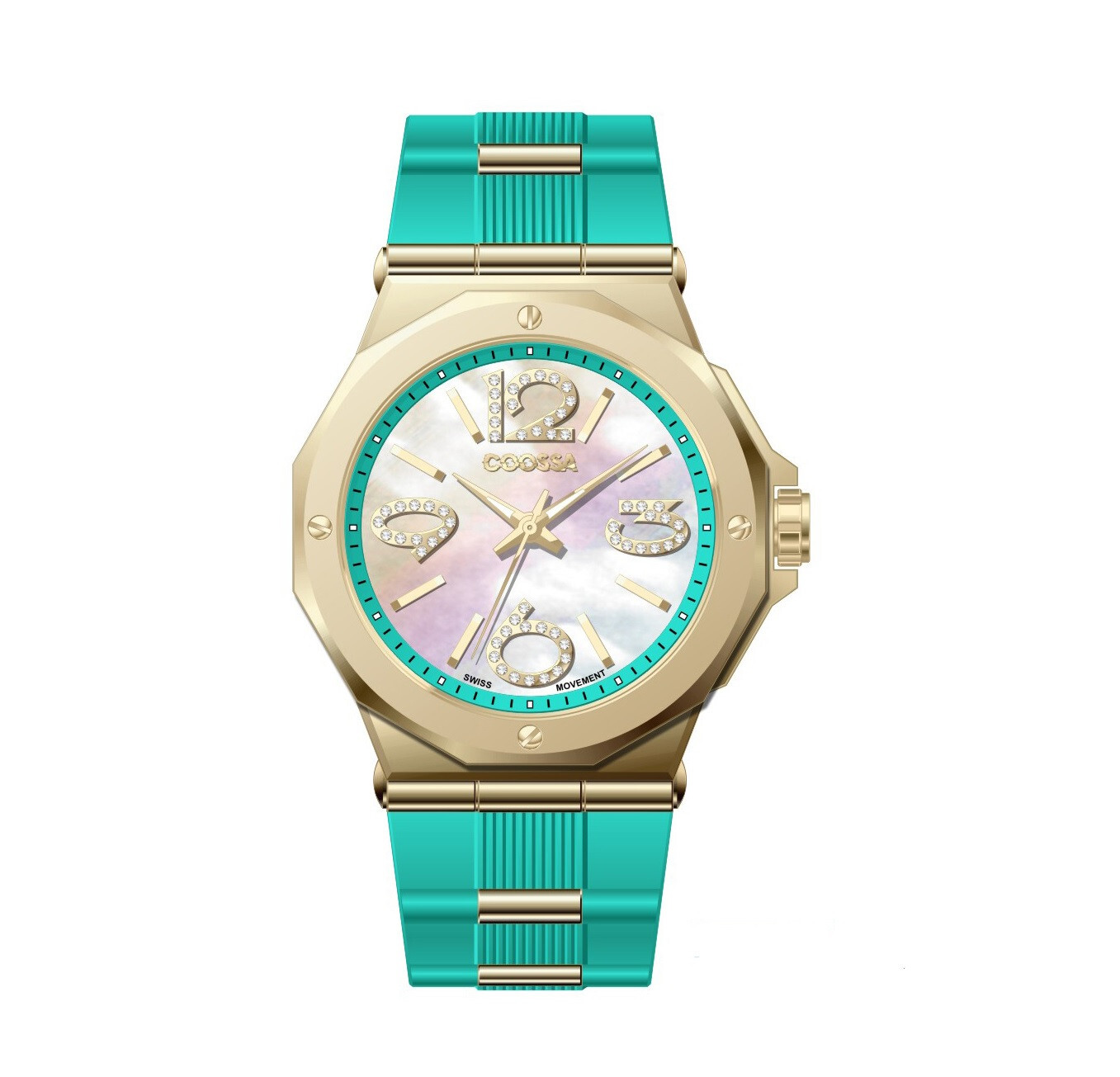 Coossa Original Women’s Watch 36.5MM Case Swiss Movt 100M WR Mother Of Pear Dial