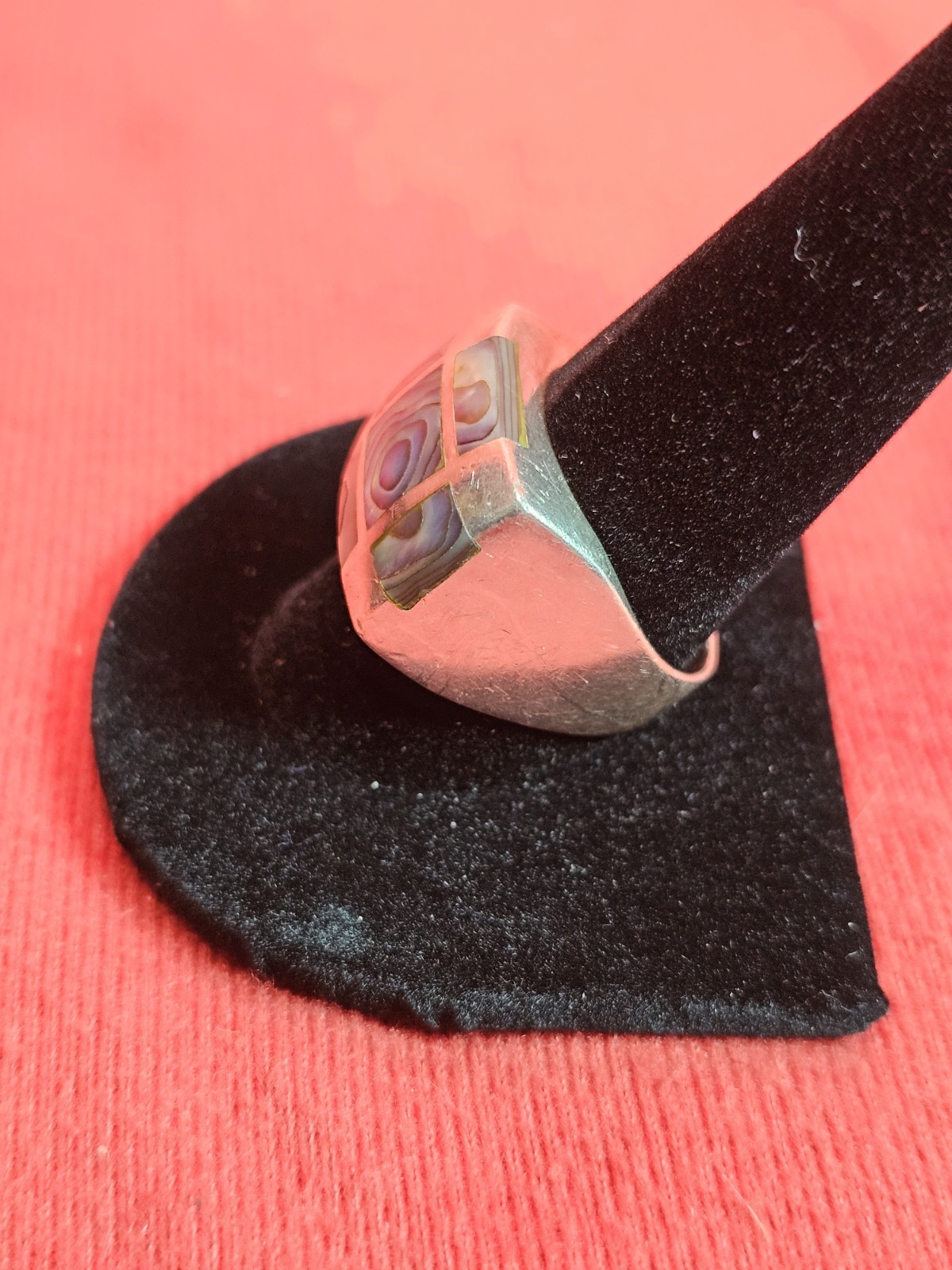 925 Sterling Silver Abalone Mother of Pearl Ring 10.7 Grams Size 10.75 Thailand
