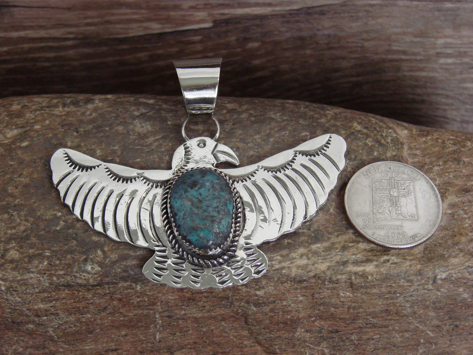 Native American Nickel Silver & Turquoise Eagle Pendant – Cleveland