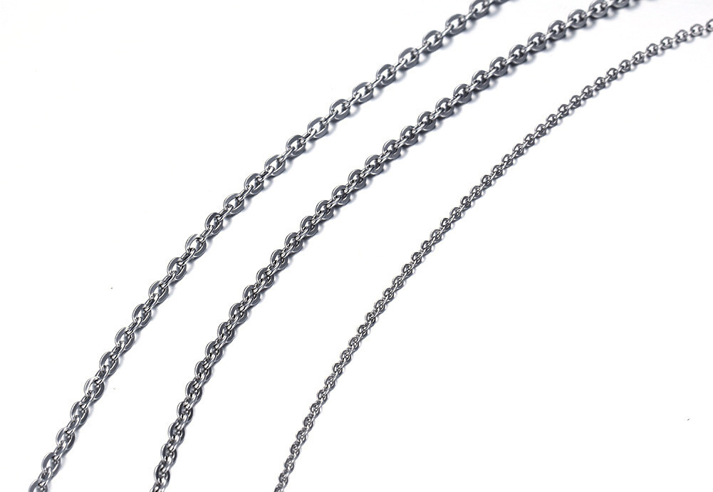 2mm Simple Fashion Pendant With Chain Neck Chain Necklace Jewelry 2 Colors Gift