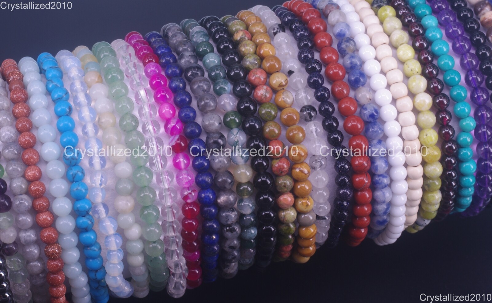 Handmade 4mm Mixed Natural Gemstone Round Beads Stretchy Bracelet Child Size 6″