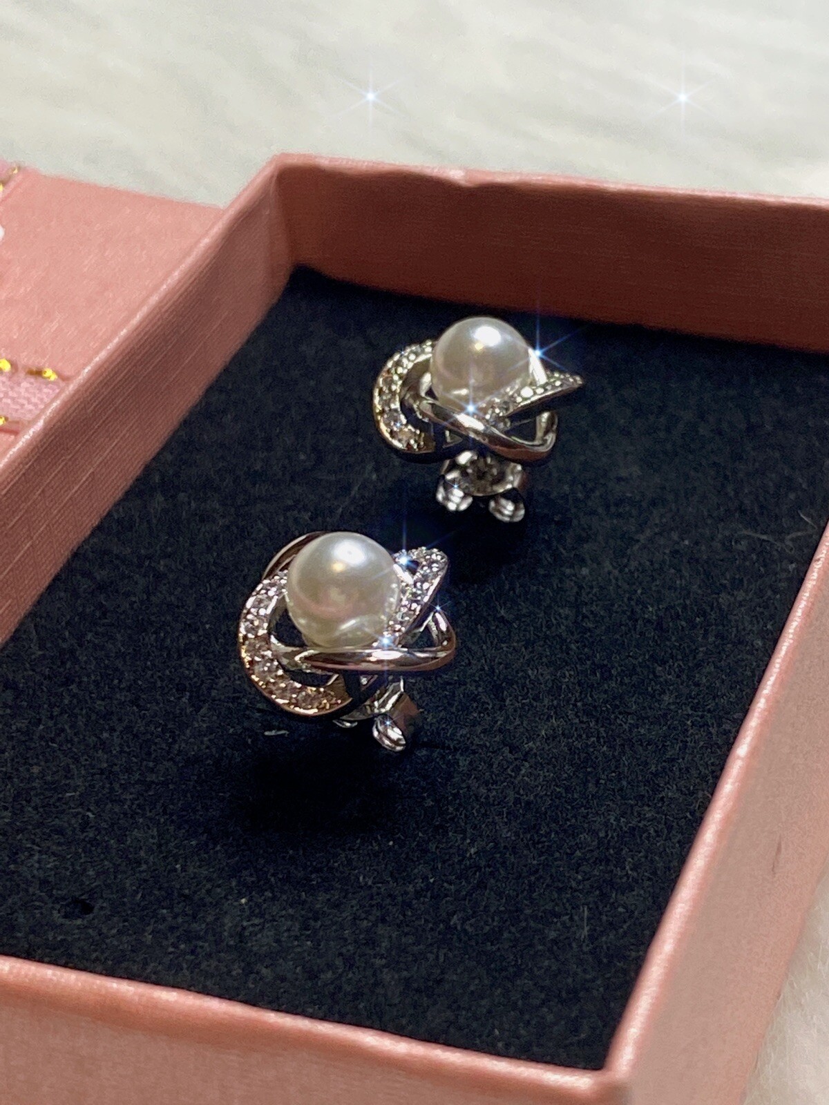 925 sterling silver freshwater pearl faux diamond stud earrings