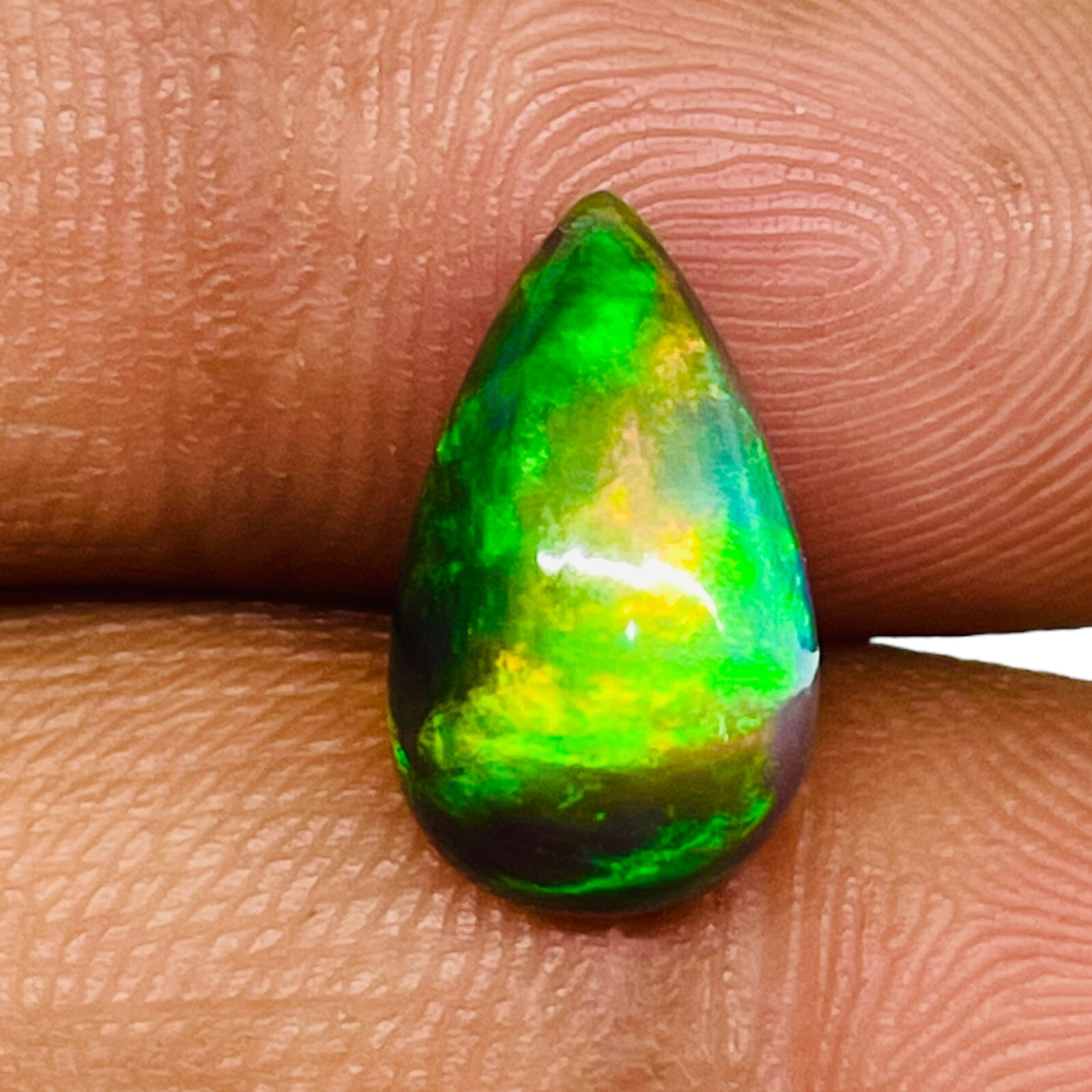 2.88 Ct Natural Ethiopian Black Opal 13.8x8mm Multi Fire Loose Cabochon Gemstone
