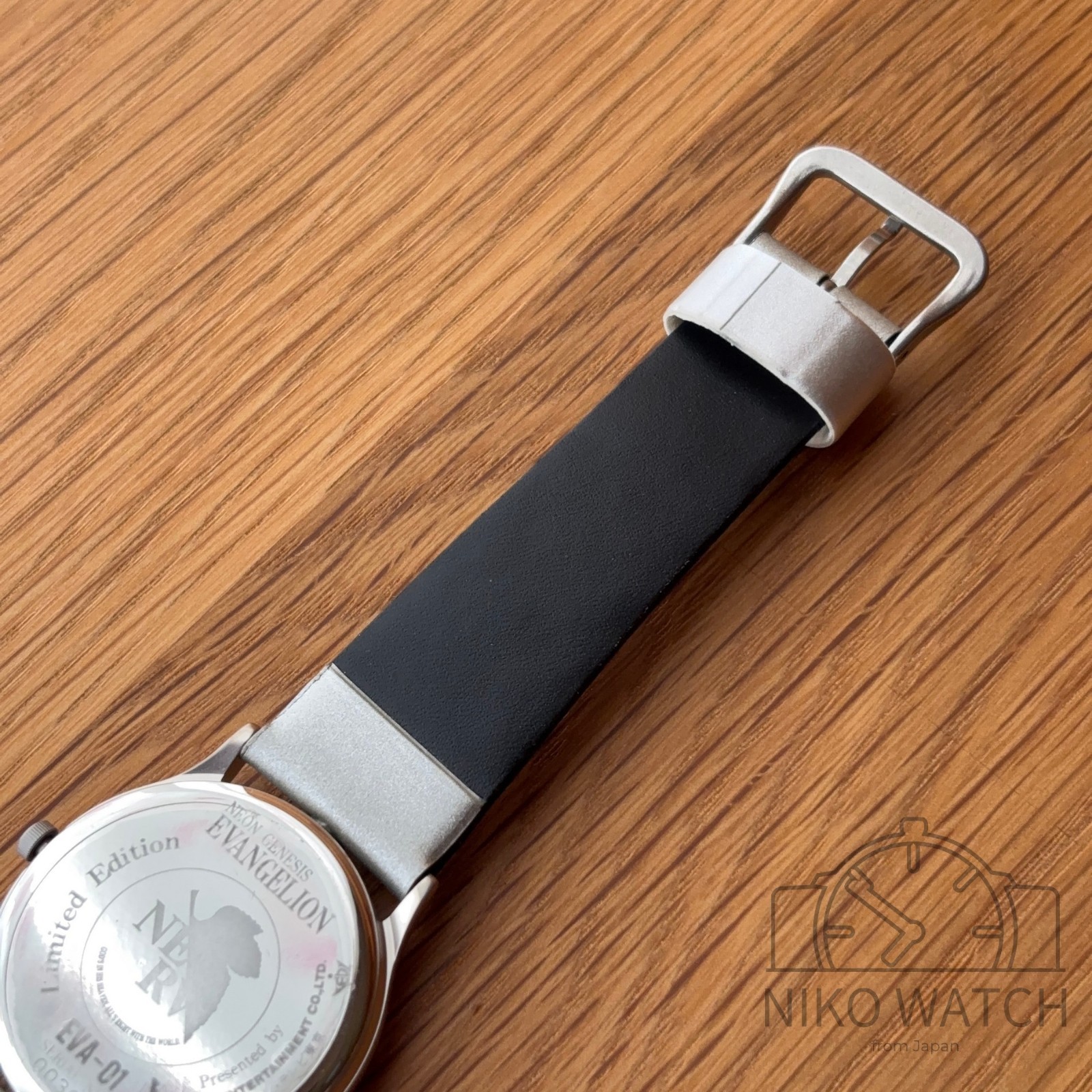 Evangelion EVA Unit 01 silver watch Mens w/Wooden Box & Paper [Near Mint+]