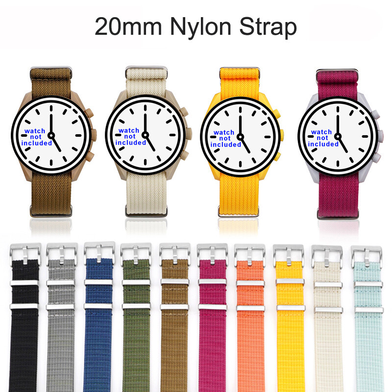 20mm Sport Bracelet Watch Strap Retro One-Piece Long Watchband Weave Nylon Bands