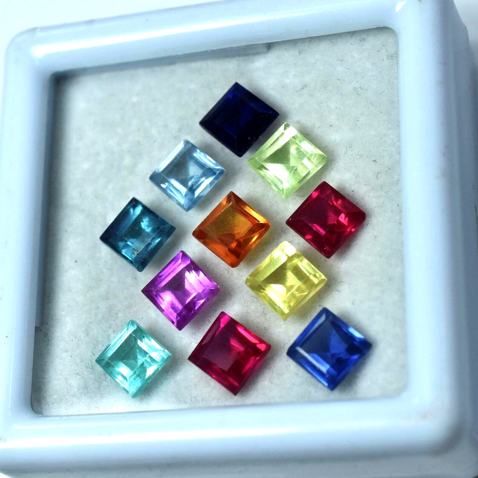Natural 140 Ct Mix Color Ceylon Sapphire Square Cut 13-15 Pcs Gemstone Lot