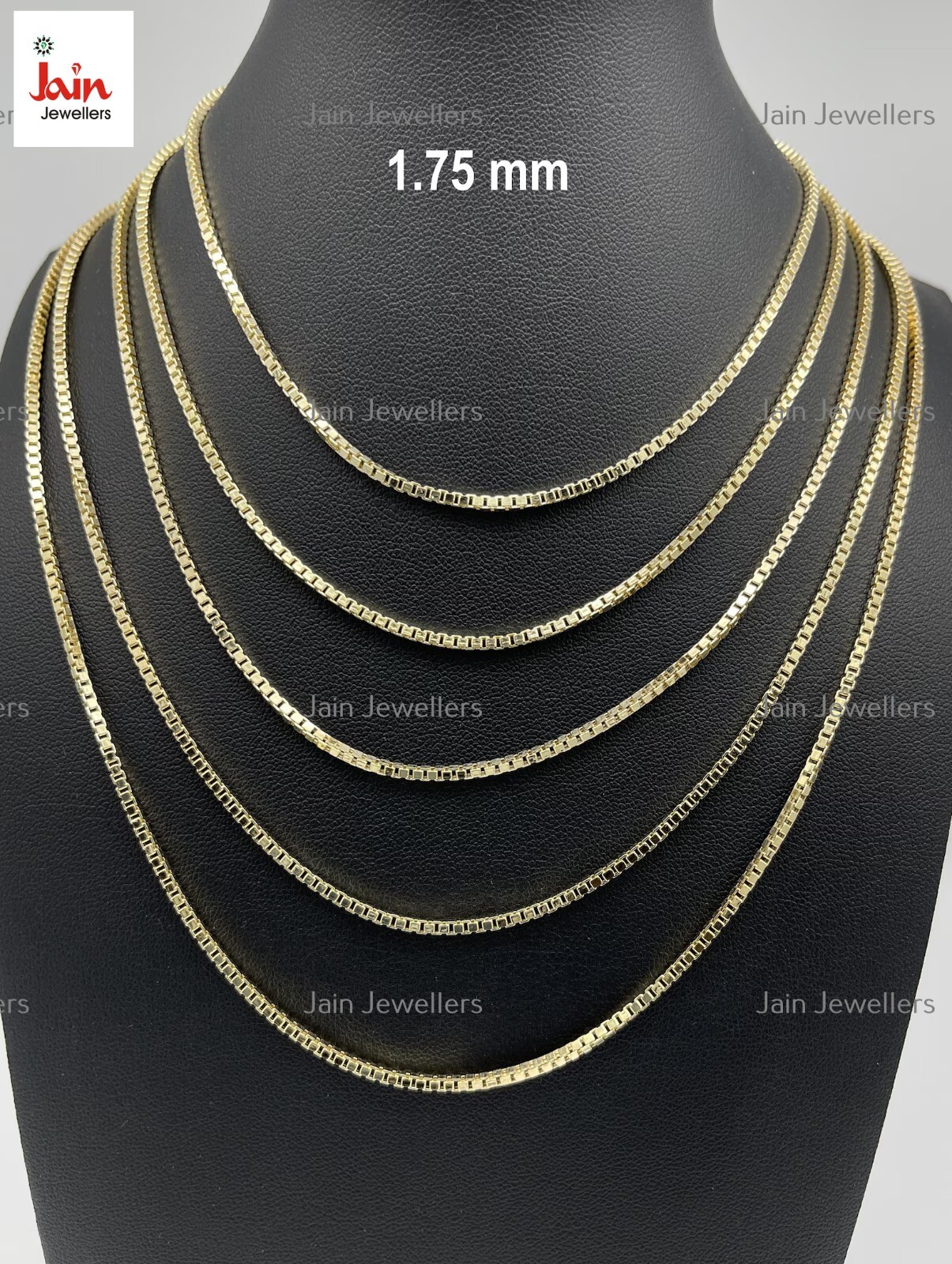 18 Kt Diamond Cut Mirror Square Box Link Necklace Chain 1MM To 3MM, 15 To 26 In