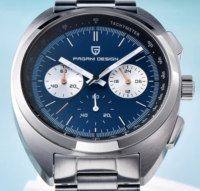 Pagani Design 1782 39mm Retro Turtle Styled Chronograph Sapphire 24hr Seiko VK63
