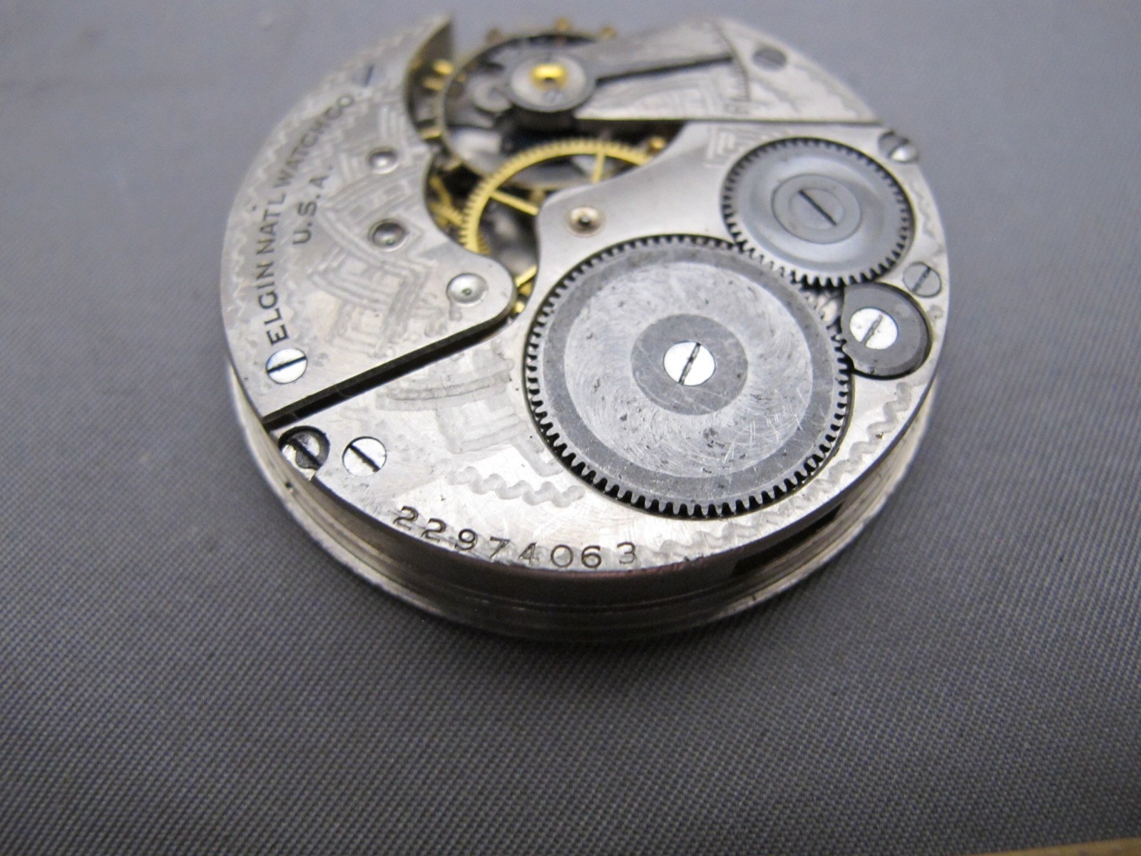 ELGIN 16S 7J Pocket Watch Movement-Grade 291 Model 7-1920-Running