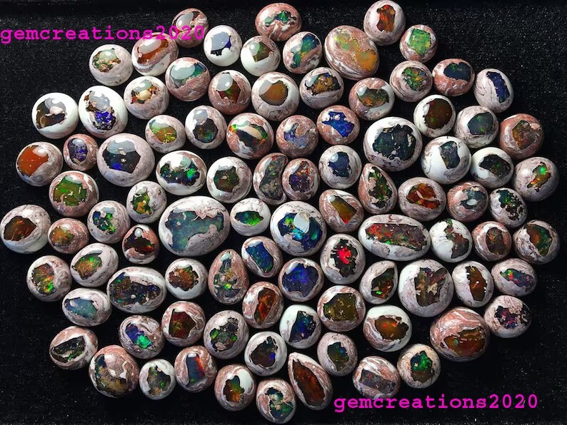 NATURAL MEXICAN FIRE OPAL MIX SHAPE CABOCHON LOOSE GEMSTONE (SIZE 10-26 MM)