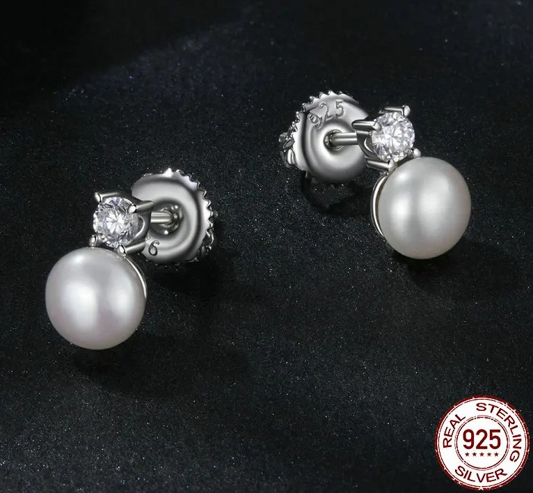 GRA Certified 0.1 CT 3mm Moissanite Pearl Drop Earrings 925 Sterling Silver Stud