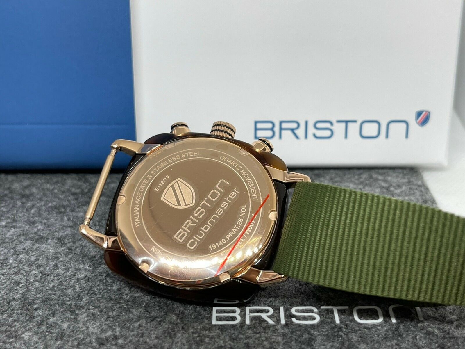 Briston Clubmaster Chronograph Green Olive Watch NEW 19140.PRA.T.26.NOL