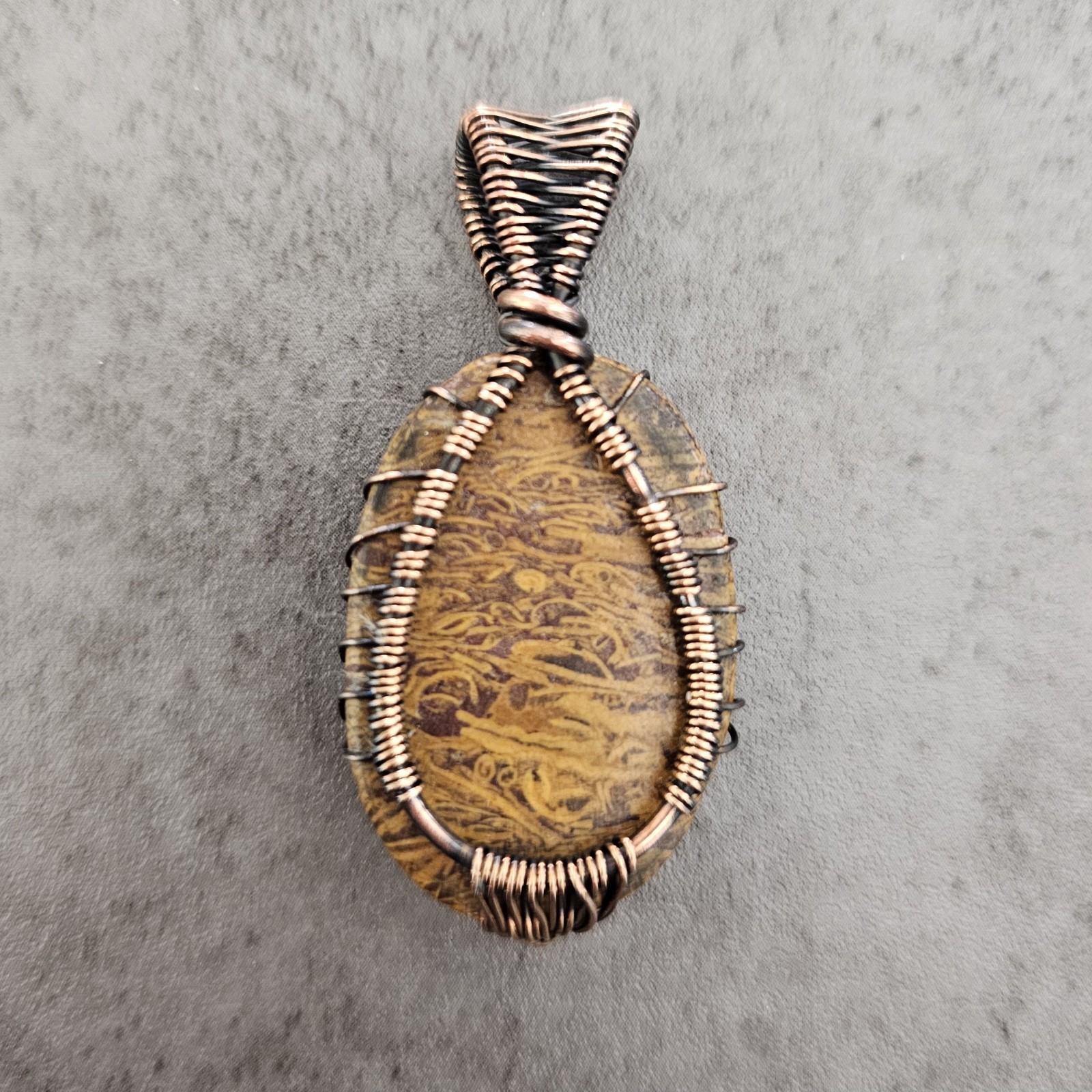 Handcrafted Tree of Life Pendant Mariam Jasper Gemstone Copper Wire Wrapped 2″
