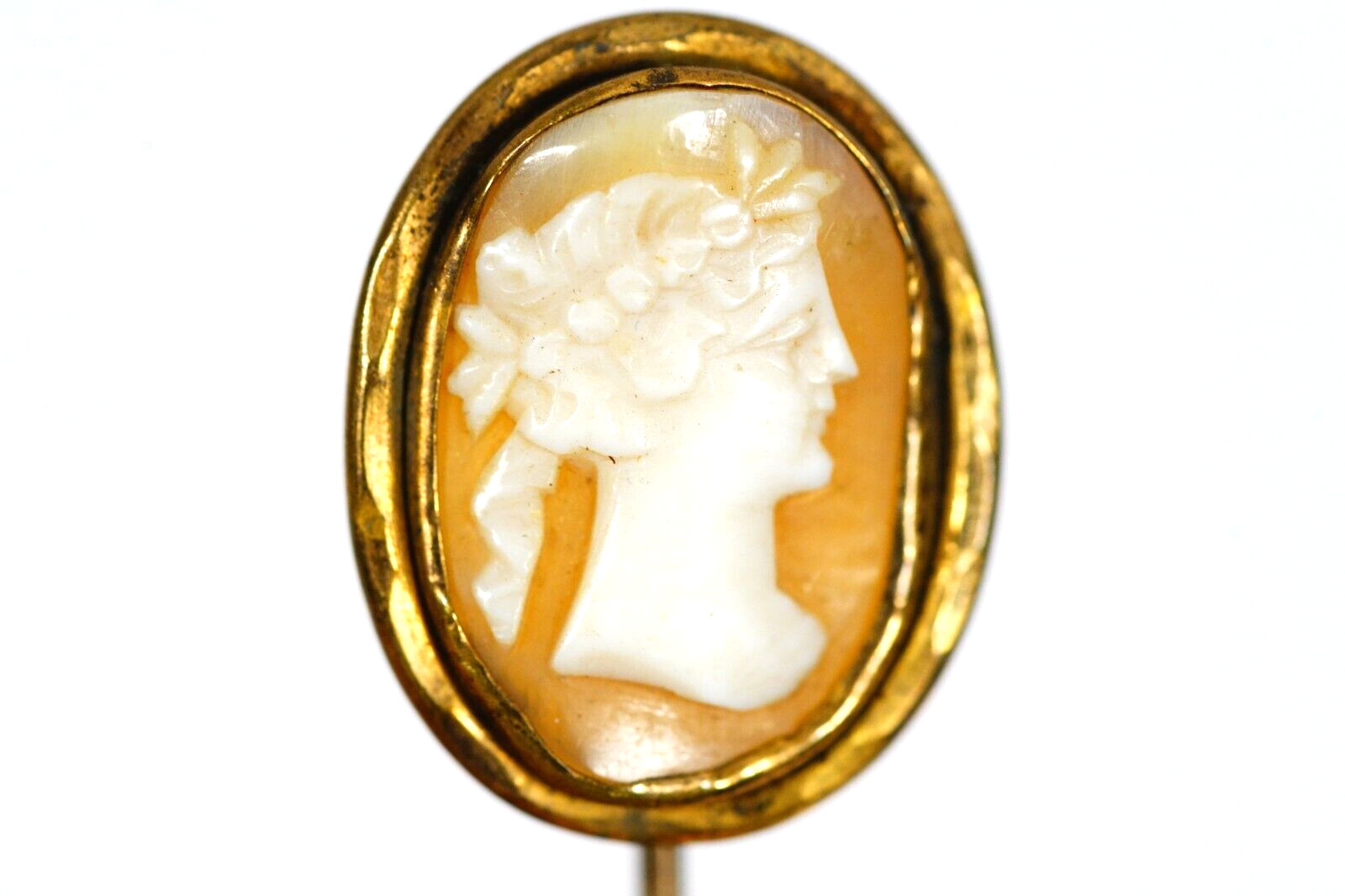 Antique Cameo Carved Shell Roman Head Stick Pin Victorian Jewelry