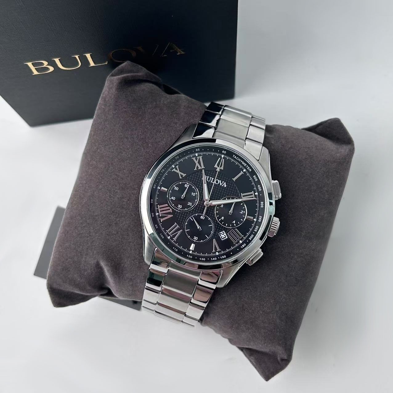 New Bulova Wilton 96B288 Men’s Stainless Steel Chronograph Quartz Watch 46mm