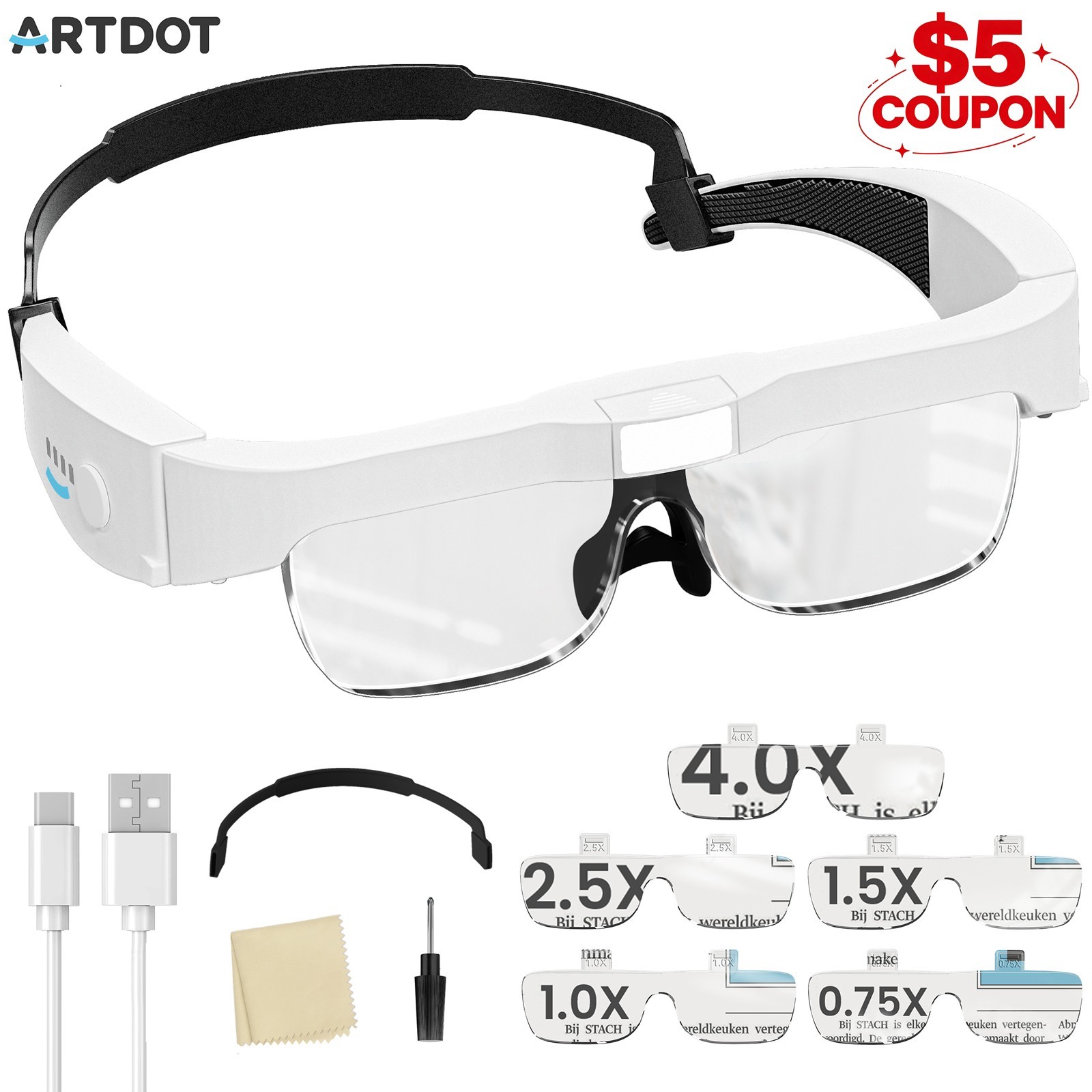 ARTDOT Magnifying Glasses with Light for Diamond Painting Hands-Free Magnifier