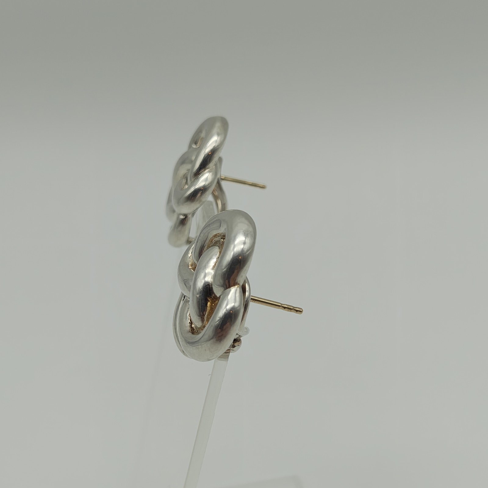 Angela Cumming AC Studio Sterling Silver 925 14K Gold Posts Knot Earrings
