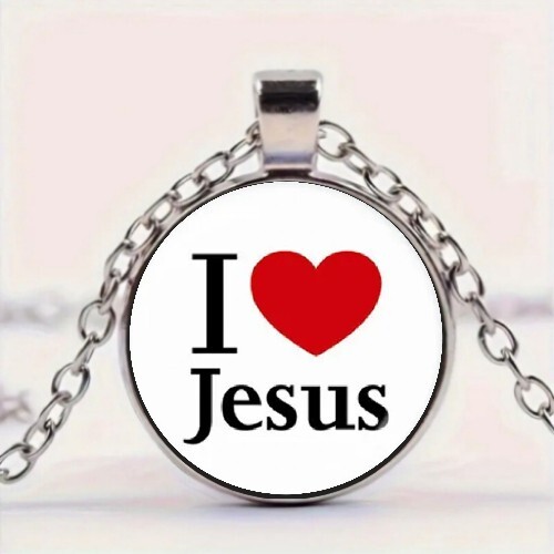 Love Religious Art Design Round Glass Pendant Necklace