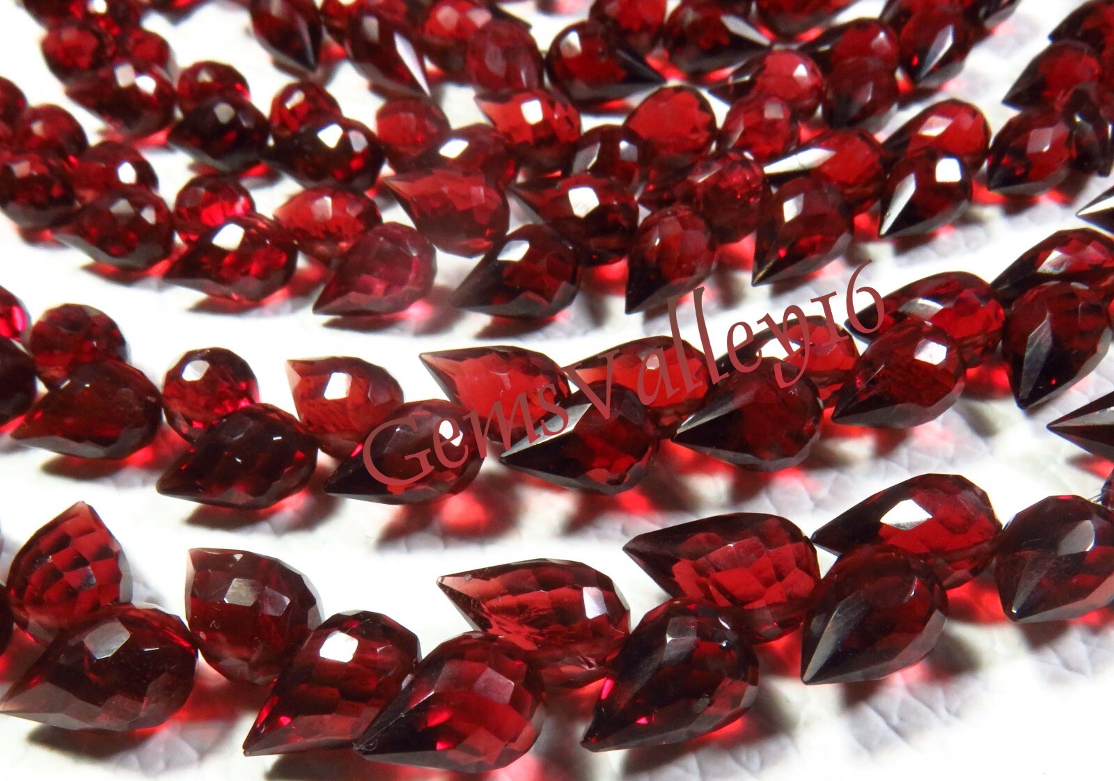 Top Grade Natural Red Mozambique Garnet Faceted Teardrop Beads 7.5-8.5mm GV-2628