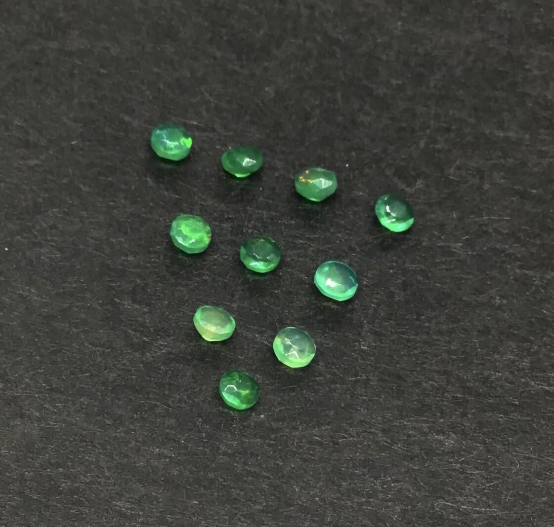 Ethiopian Opal Round Green Calibrated Treated Natural Gemstone for Ring Pendent