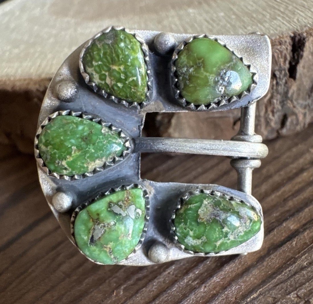 Sterling Silver Sonoran Gold Turquoise Buckle Ring Adjustable Stamped 925