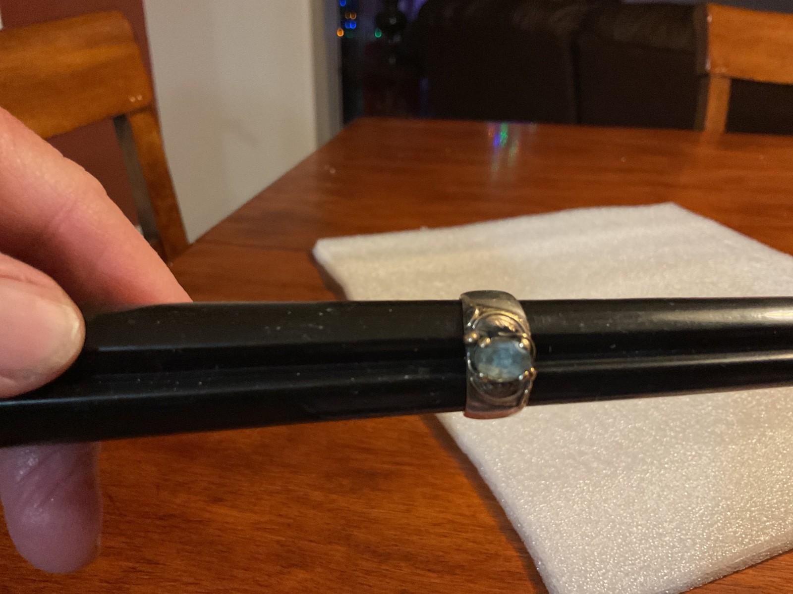 ANTIQUE 14K Gold & Sterling Aquamarine ? Stone SZ 6.5 Ring 7.69 Grams