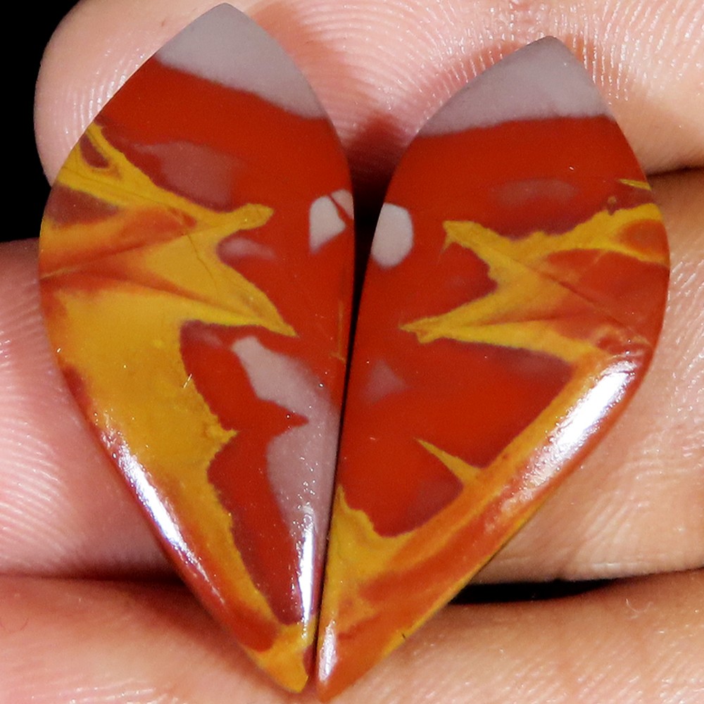 (13X30X4 MM) 28.40 Carat. NATURAL NOREENA JASPER PAIR CABOCHON LOOSE GEMSTONE