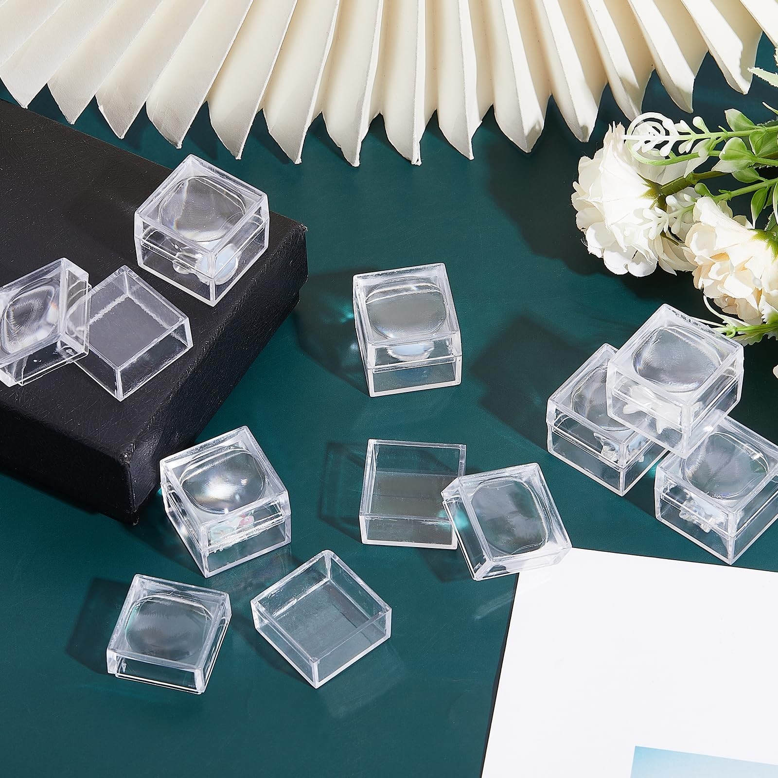 CHGCRAFT 20pcs Magnifying Display Box Diamond Gemstone Display Case Transpare…