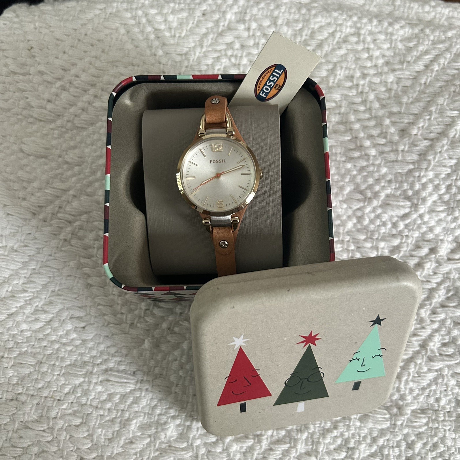 NEW FOSSIL GEORGIA THIN LEATHER CUFF BAND WATCH