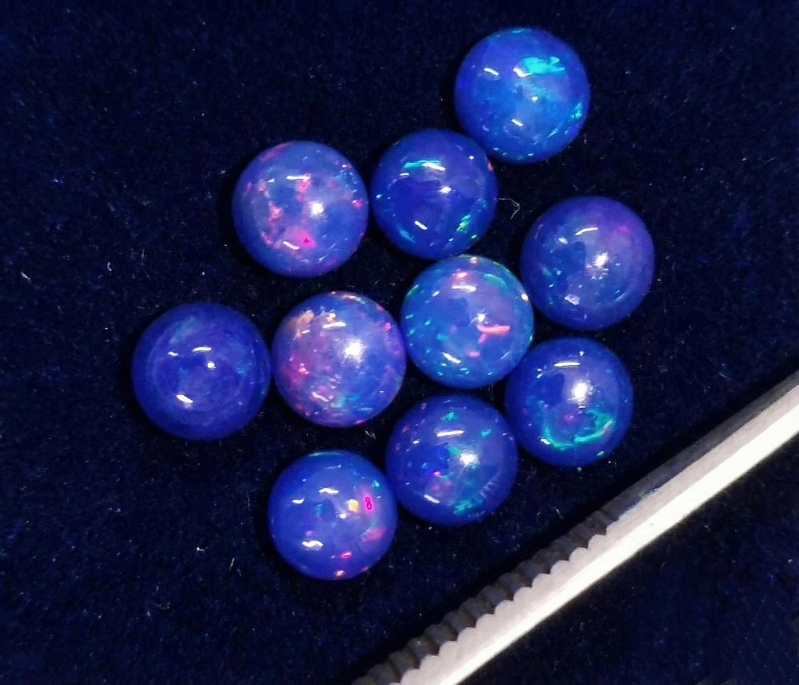 Natural Blue Ethopian Opal Round Cabochon 3mm To 10mm Loose Gemstone