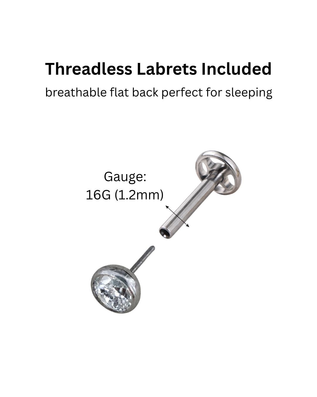 Pair of VVS1 Moissanite Stud for Women Sleep Flatback Titanium Earring Piercing