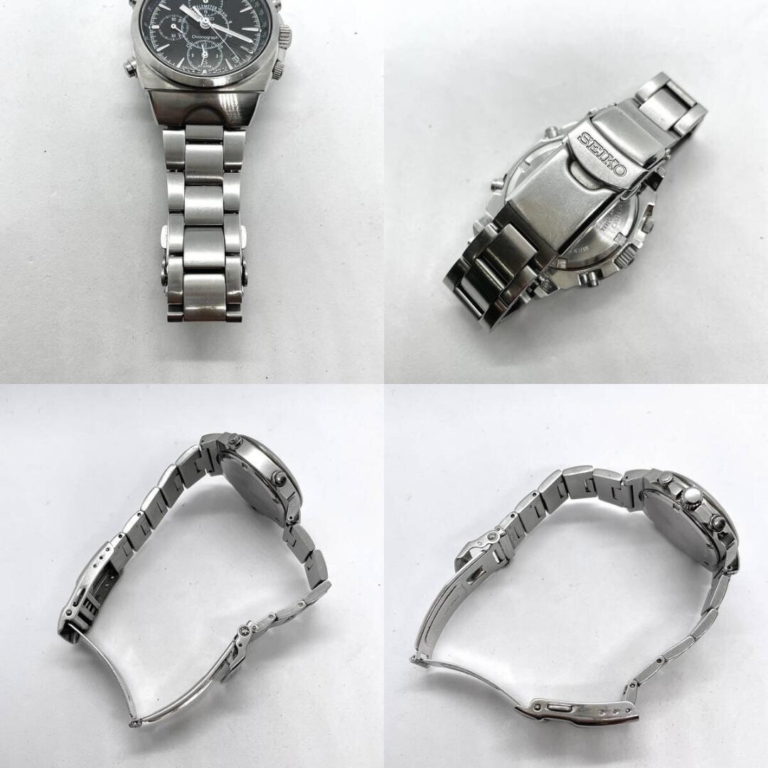 Seiko SUS 7T32-9000 Chronograph Alarm 1997 Black Dial Tachymeter Japan Watch