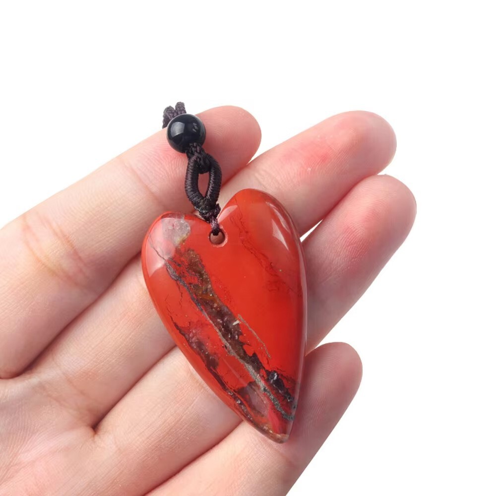 NATURAL STONE *** 1 x Large Gemstone Heart Pendant 40mm, with Choker