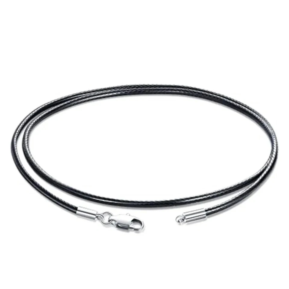 Waterproof Braided Leather Chain Cord Necklace with Stainless Steel Clasp