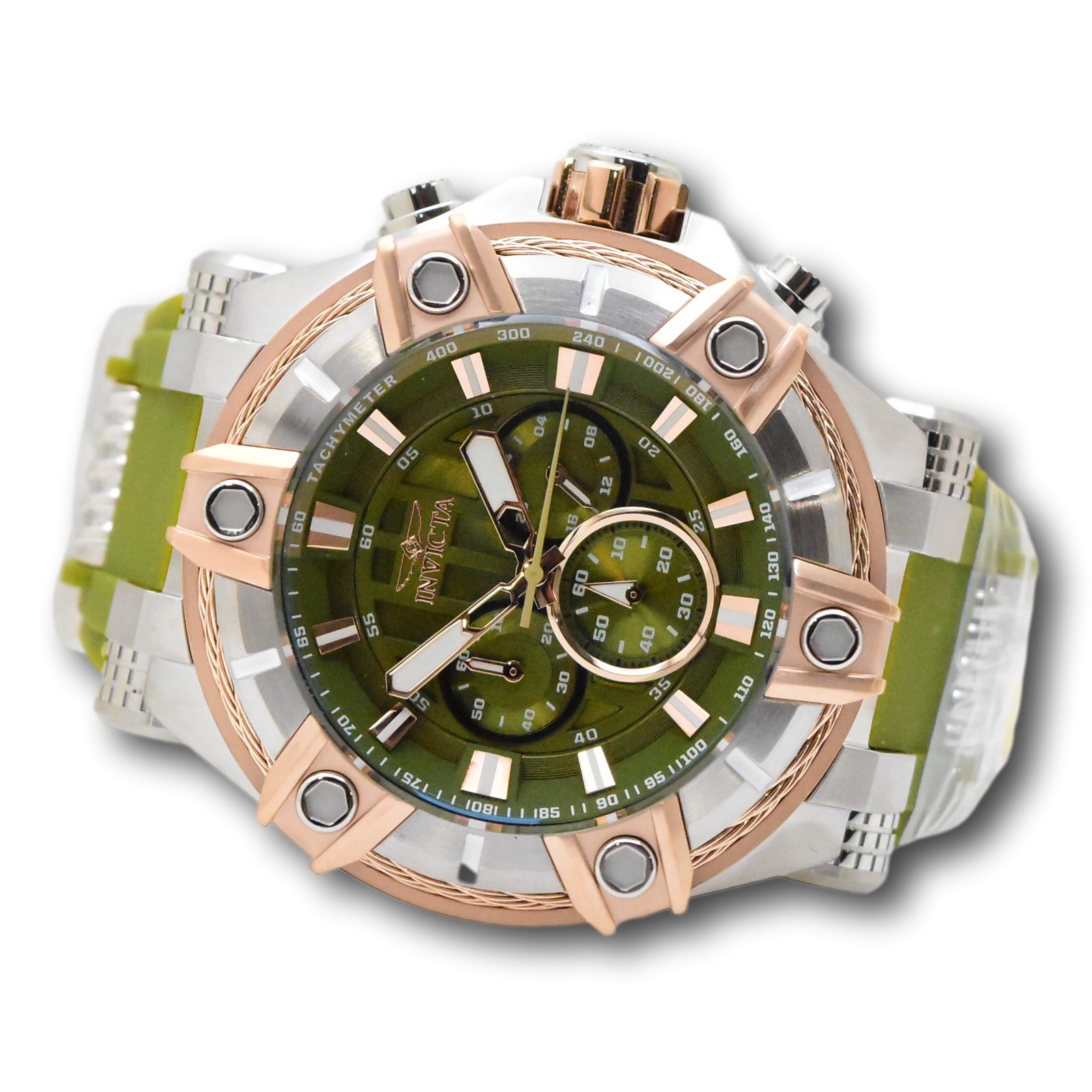 Invicta Bolt Surge Men’s 52mm Green & Rose Gold Chronograph Watch 49809