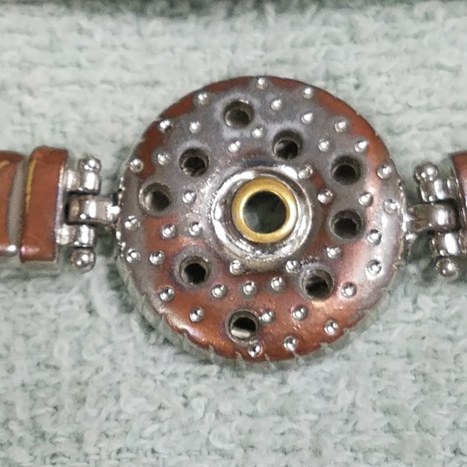 Ginger Snap 7″-9″ Adjustable Charm Bracelet Silvertone Copper No Charms