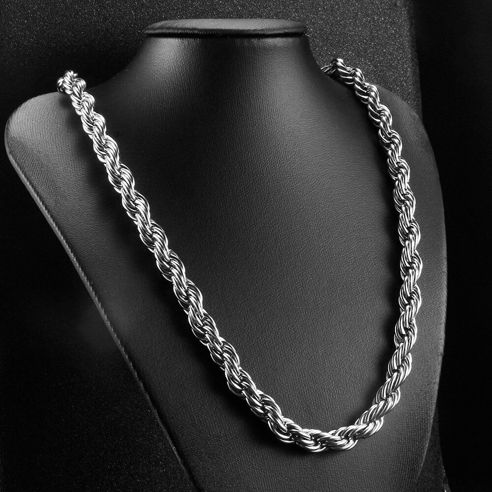 USA Stock 8mm Stainless Steel Women Men Rope Chains Necklaces 26” Anti-tarnish