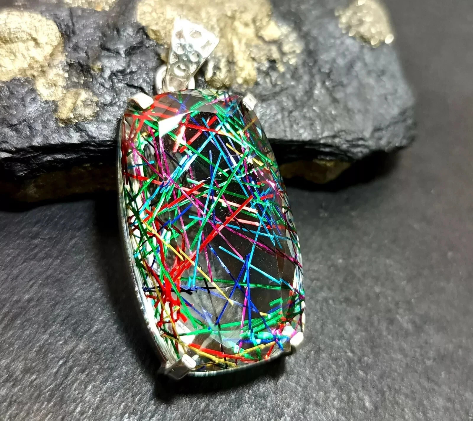 Multi-Color Natural 99.50 Ct+ Brazilian Rutilated Quartz Pendant ZG Gemstone