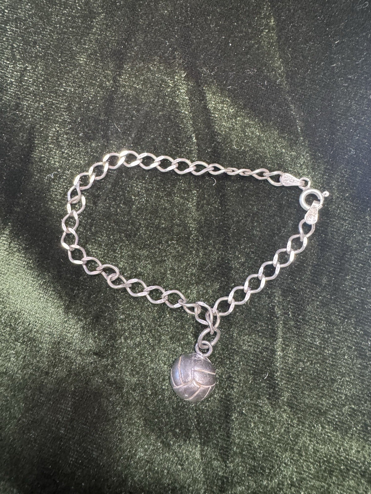 925 Italy Cable Chain Charm Bracelet Dangle Sports Charm 7.6-8 in