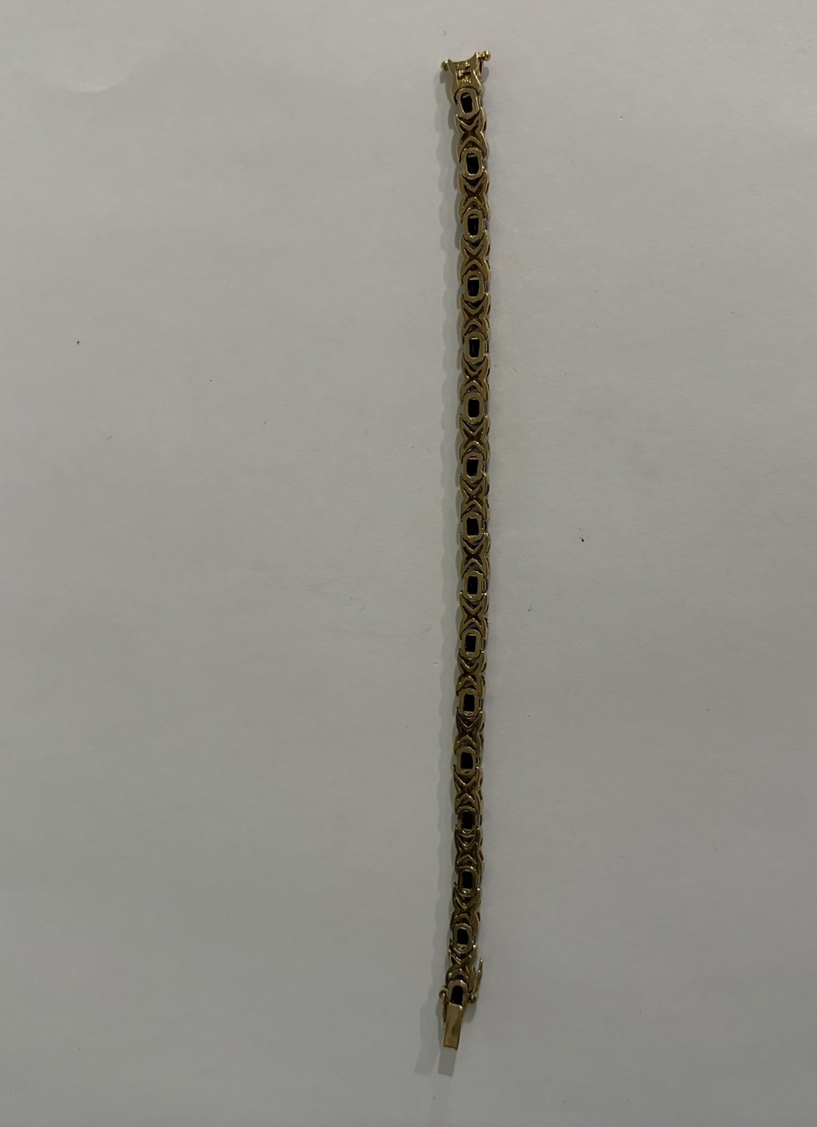 Vintage Black Sapphire 925 Sterling XOX Tennis Bracelet 7.5 inches long