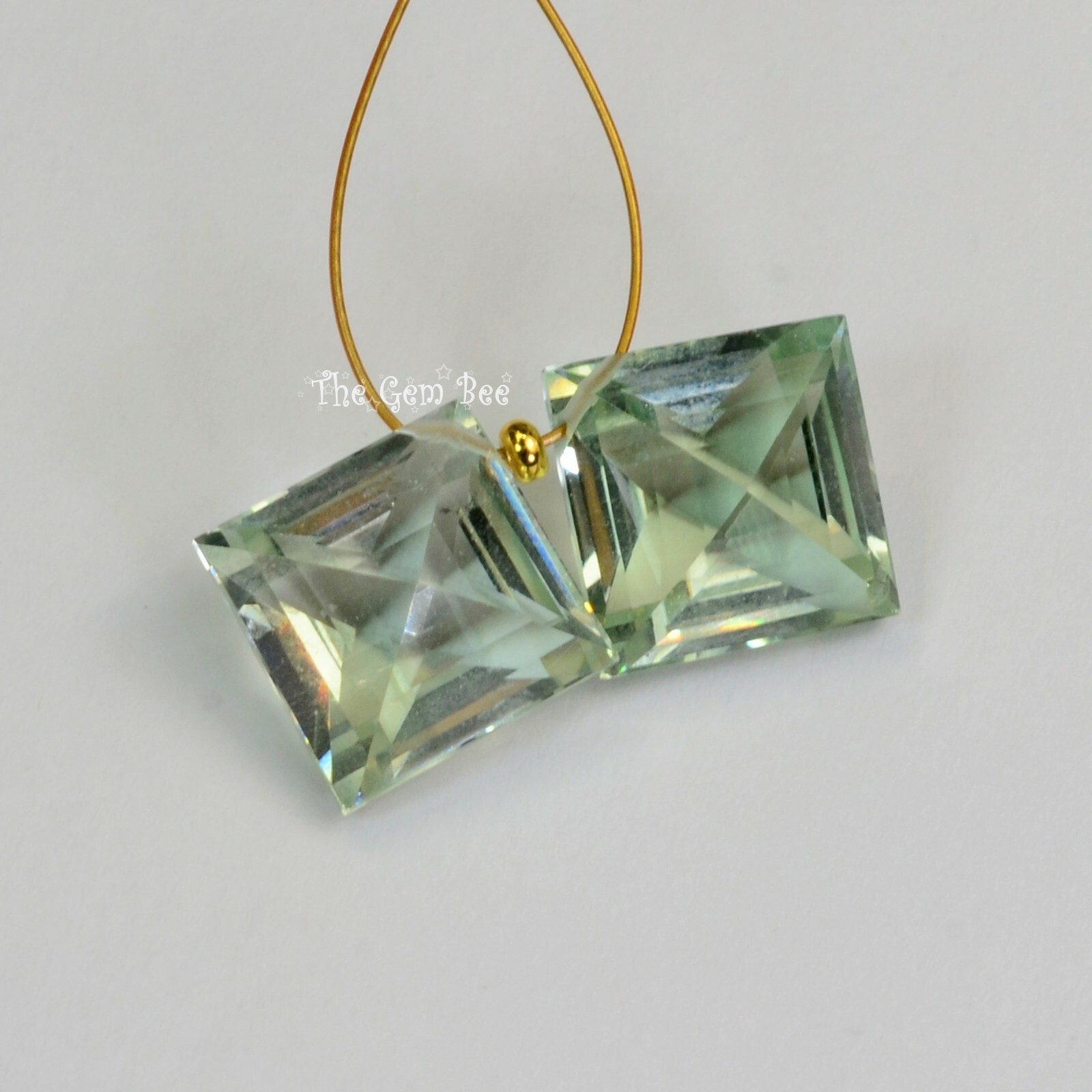 10.3MM Green Amethyst Prasiolite Faceted Kite Briolette Bead PAIR