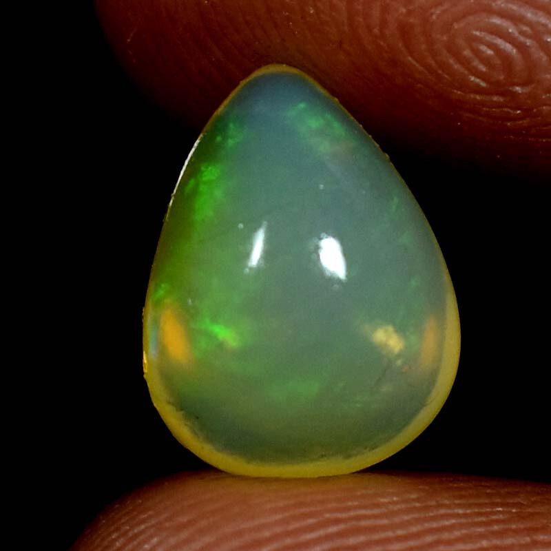 Ethiopian Fire Opal Pear Cabochon 100% Natural Awesome Flashy Gemstones 03.95Cts