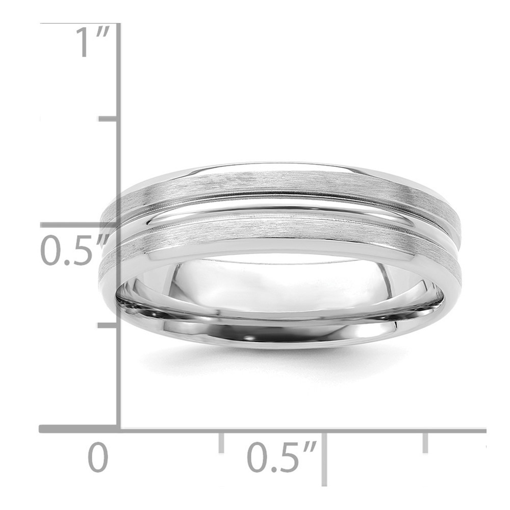 14k White Gold 6mm Lightweight Satin with Center Groove Wedding Band Ring Sz 11