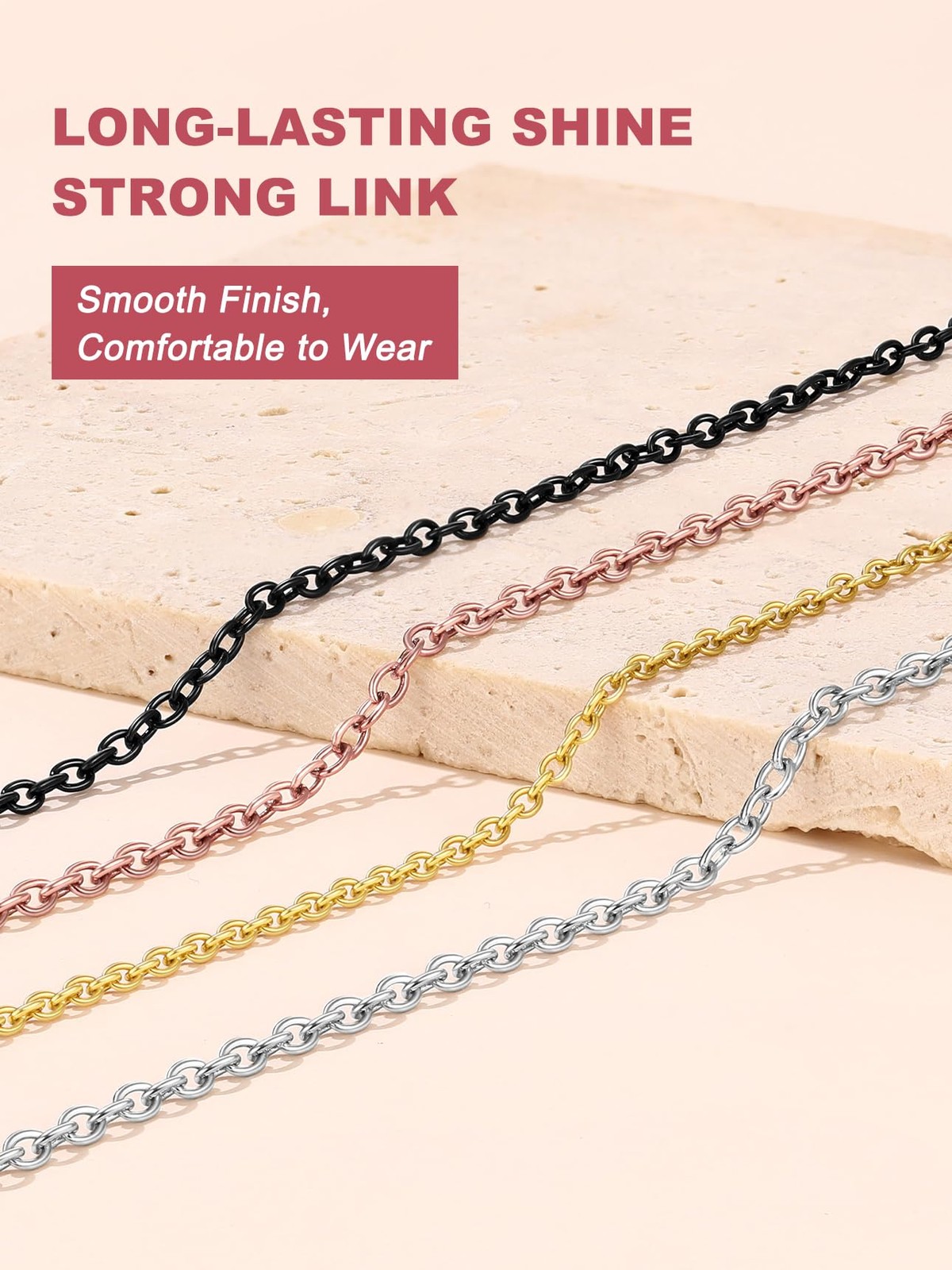 Womens Chain Necklaces 1mm/1.4mm/2mm Cable Chain Necklace, 316L Stainless Ste…