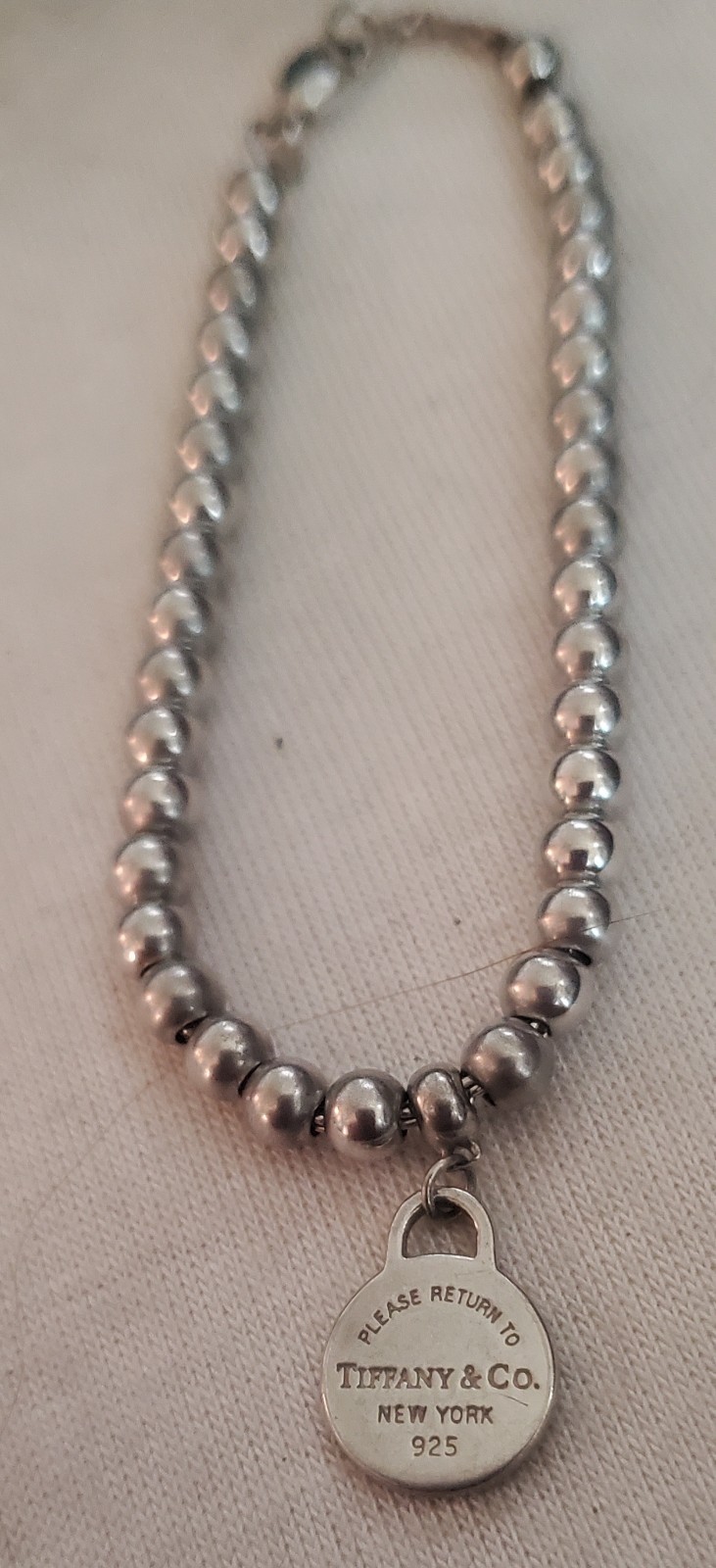 Tiffany Co Tiffany Tag Bead Bracelet sterling 4.8 gm Tiffany 925 6″ In. Long