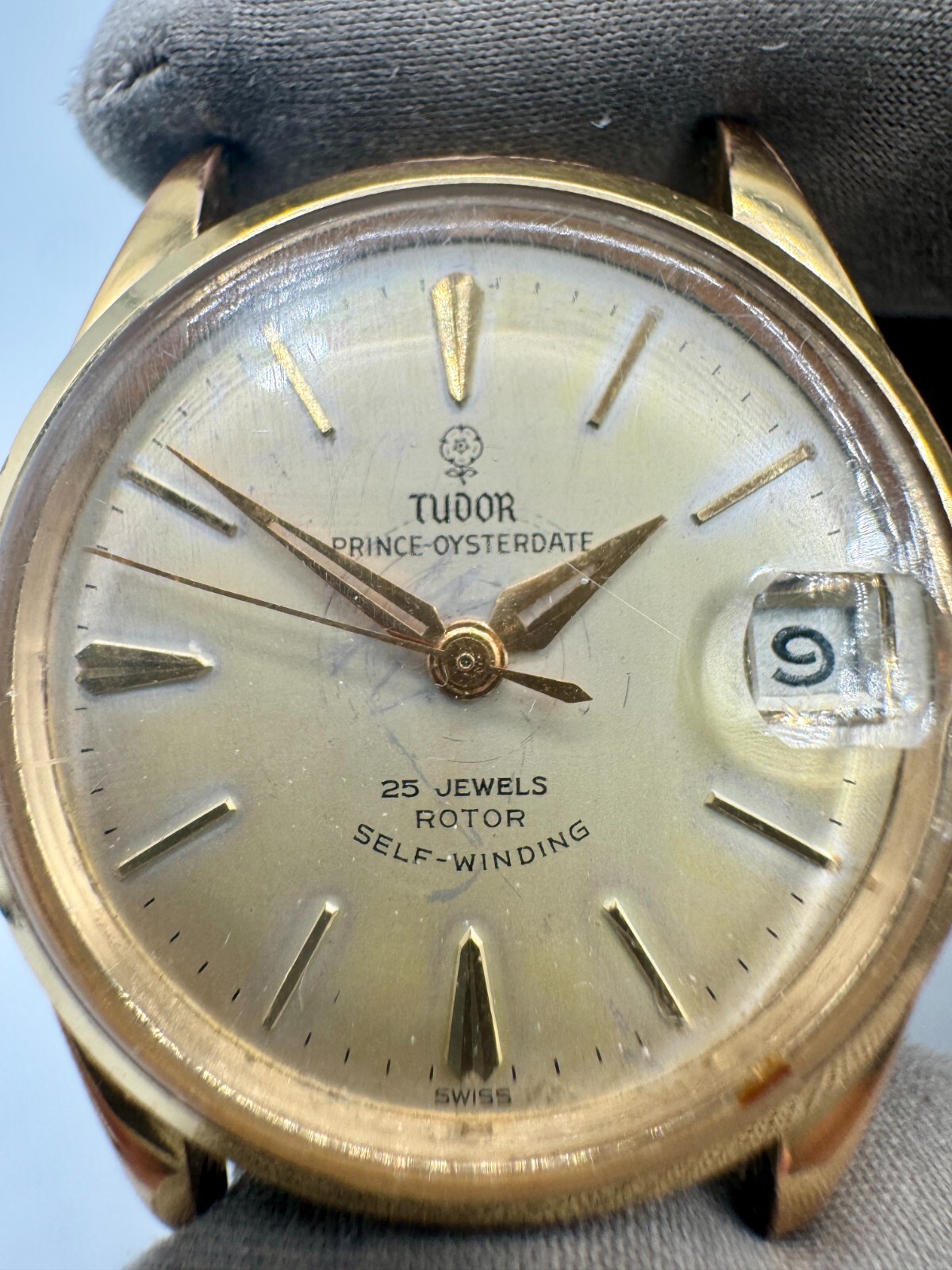 Vintage Tudor Prince Oyster Date Watch 25 Rubies Model 7970 Gold-Capped