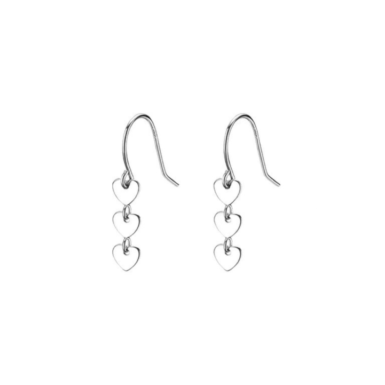 Women Girl Dangle Drop Heart Stud 925 Sterling Silver Post Earrings B60