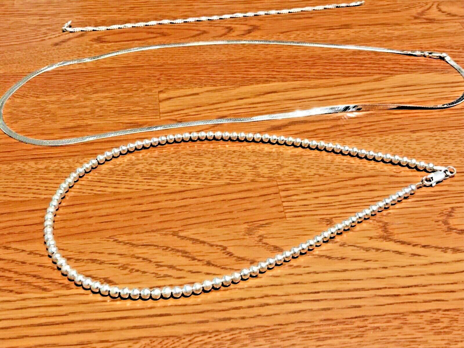 ☀️Lot 925 Sterling Silver Beaded Necklace Italy Necklace bracelet Marked Signed