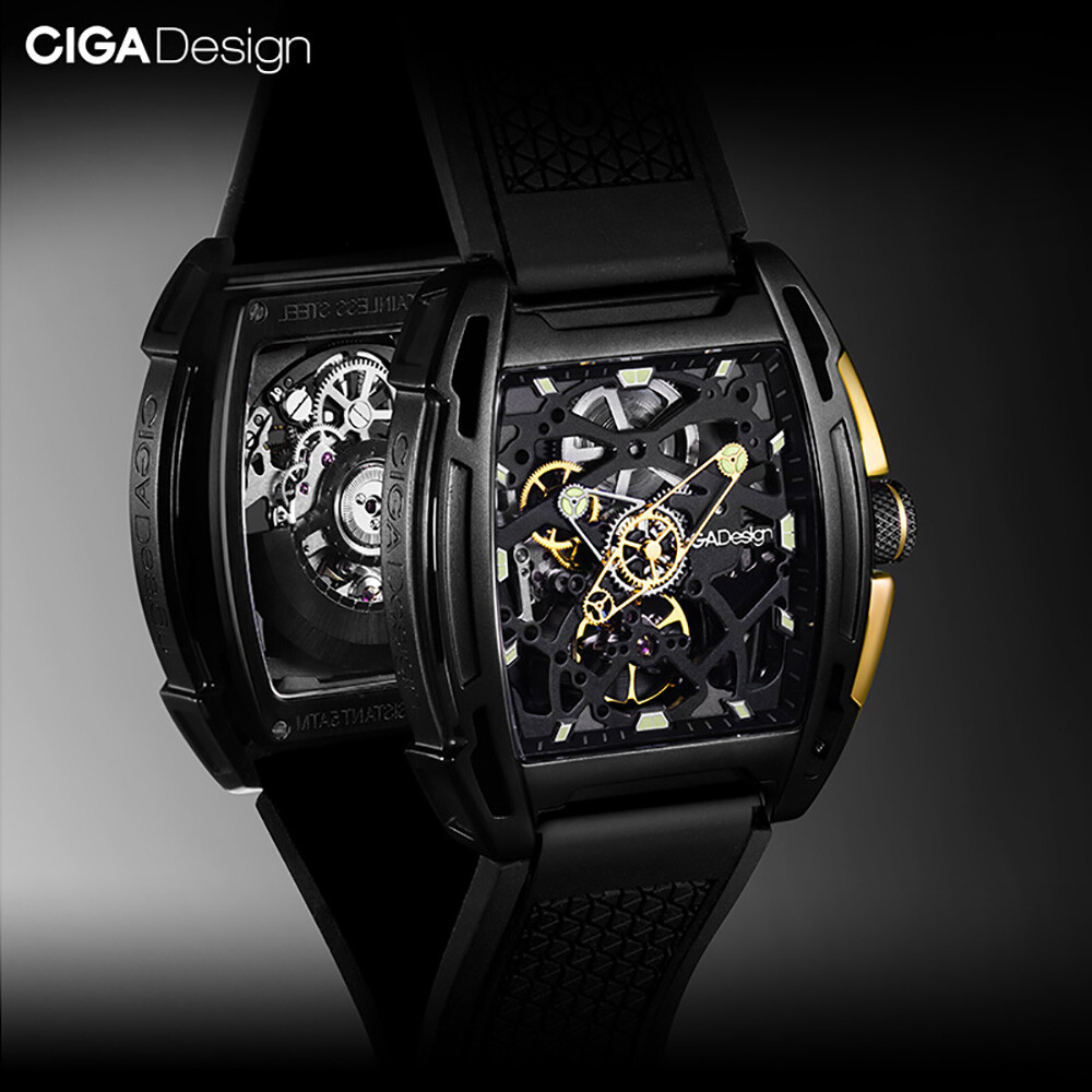 CIGA Design Z Series Automatic Openworked Steel Dlc Gold Black Men’s Watch